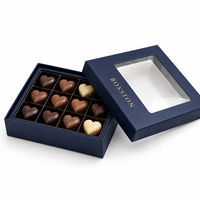 Boîte d'emballage haut de gamme pour desserts au chocolat avec séparateur personnalisé, 4, 6, 8, 9, 12 compartiments, couvercle et base pour truffes, boîte en carton rigide