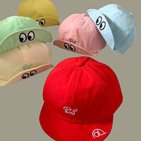 Gorra de Béisbol Vintage de 6 Paneles de Poliéster/Algodón con Bordado de Perro de Ojos Grandes, Ligera, Plegable, de Ala Corta, Protección Solar