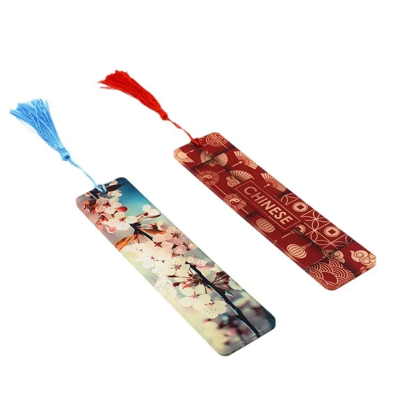 Thăng hoa Acrylic Bookmark Trống Tùy Chỉnh nhựa cuốn sách đánh dấu với tua