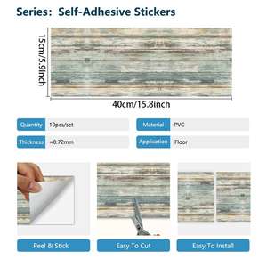 Autocollants de sol en grain de bois vintage auto-adhésifs faciles à décoller et à coller résistants aux rayures et à l'usure pour la cuisine et le salon - Product Image 2