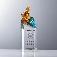 Trophée en résine de cristal en forme de cheval créatif, médaille personnalisée, récompenses de compétition pour réunion annuelle, employé exceptionnel, équipe éblouissante