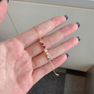 Dylam Tiny <b>Cute</b> Fashion Women Jewelry Rhodium 18K Gold Plated 5A Zirconia 925 Sterling Silver Link Chain <b>Bracelet</b> - Product Image 6