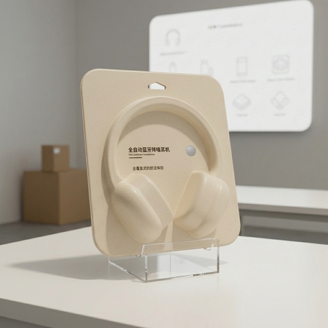 Custom Eco-friendly Molded Pulp Headphone Packaging Box Embossing Protective Case for Electronics Custom Size Color