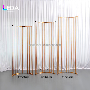 LEDA Wedding Decoration Shiny Gold Half Cylinder Shape Metal <b>Backdrop</b> <b>Stand</b> Wedding Stage Decoration for Events Decor - Product Image 2