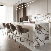 Table de cuisine île multifonctionnelle haut de gamme éclairage LED comptoir de barre Table de Surface solide pour la maison centre commercial salon hôtel