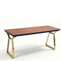 Table rectangulaire pliante pour banquet, pieds en acier inoxydable doré, table pliante pour hôtel, bureau, réunion