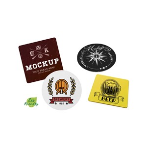 Ensemble de sous-verres promotionnels personnalisés, design vintage bière, écologiques, lot de 4 - Product Image 1