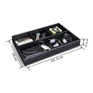 Bandeja Organizadora Multifuncional de Cuero Clásico ZENOS para Joyas y Cosméticos, Capacidad de 6-10L, de Pie para Baño y Escritorio - Product Image 6