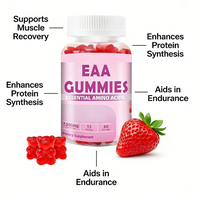 Gommes aux acides aminés essentiels EAA |   7500 mg |   Saveur fraise |   60 unités |   Complément alimentaire pour l'entraînement et le soutien musculaire