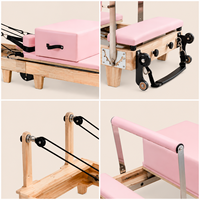 Reformer Pilates pliable en bois d’érable avec pieds réglables Machine de fitness professionnelle pour studio et maison