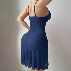 Nouvel ensemble de lingerie sexy transfrontalier européen et américain : robe en dentelle transparente et string, ensemble deux pièces - Product Image 2