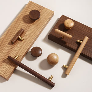 Tiradores de cajón largos con mango de barra en T de madera de nogal minimalista nórdico, tiradores de armario, armarios de cocina, armarios decorativos para dormitorio - Product Image 1