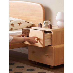<span class=keywords><strong>Comodino</strong></span> <span class=keywords><strong>per</strong></span> Bambini a Forma Carina, Tavolino da Notte Montessori in Legno con 2 Cassetti Portaoggetti - Product Image 3
