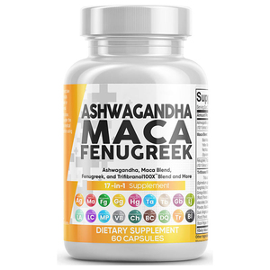 Cápsulas de raíz de maca 17 en 1, Ashwagandha cruda, raíz de maca, cápsulas de ginseng, suplemento natural para adultos para controlar el estrés y el estado de ánimo. - Product Image 1