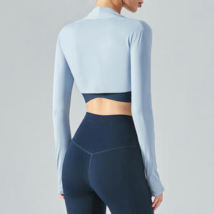 Top Yogo attivo da donna alla moda fresco leggero ad asciugatura rapida a maniche lunghe da allenamento in palestra - Product Image 5