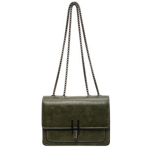 Sac en PU pour femme taille moyenne, style rétro simple, avec chaîne, carré, polyvalent, porté épaule ou croisé, simplicité urbaine, fermé - Product Image 6