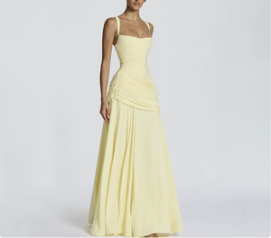 <span class=keywords><strong>Vestido</strong></span> <span class=keywords><strong>amarillo</strong></span> elegante sin tirantes con abertura para mujer 2026, al por mayor, con varillas, para fiesta de verano, estilo urbano, liso, para dama - Product Image 2