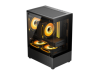 270 °   Boîtier de PC de jeu Micro-ATX panoramique à double verre trempé avec conception de flux d'air vertical