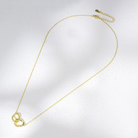 CYNYA Collar de Plata de Ley 925 con Doble Círculo Trenzado, Cadena Entrecruzada para Clavícula, para Mujer