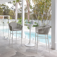Chaise haute de bistrot d'extérieur empilable en corde tressée, tabouret de bar d'extérieur en aluminium et corde