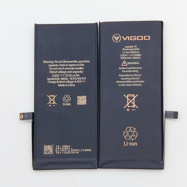 Premium Vigoo Lithium Ion Battery for 11 0 Cycle High Capacity Replacement Cell Black for Repair Shops