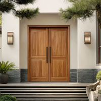 Porte de sécurité moderne de luxe noire à double ouverture en bois massif fini pour l'intérieur