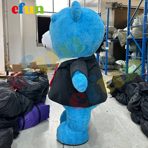 Efun Moq 1 PC Tùy Chỉnh Màu Xanh Gấu Bông Linh Vật Trang Phục Dành Cho Người Lớn Ăn Mặc Kid Sinh Nhật Quảng Cáo Nhảy Múa Trang Phục Cưới Để Bán - Product Image 5
