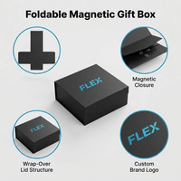 Maßgefertigte Hochwertige Tragbare Faltbare Flache Schwarze Geschenkbox mit Magnetverschluss aus Umweltfreundlichen Recycling-Materialien