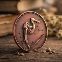 Pièce de monnaie commémorative personnalisée en cuivre pur 999 de 1 oz, avec logo Judo Jiu Jitsu en relief 3D, fabrication sur mesure