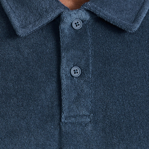 <span class=keywords><strong>Polo</strong></span> blu scuro ricamato personalizzato Logo 100 cotone Casual in bianco di alta qualità asciugamano a maniche corte <span class=keywords><strong>Polo</strong></span> uomo - Product Image 2