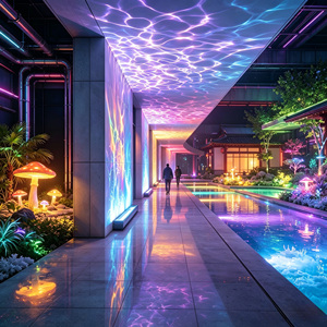 <span class=keywords><strong>Projecteur</strong></span> d'ondes linéaires LED RGBW 3D dynamique rotatif étanche IP65 80W pour <span class=keywords><strong>piscine</strong></span>, jardin et éclairage de scène - Product Image 1