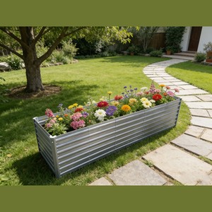 Verzinktes Stahl-<span class=keywords><strong>Hochbeet</strong></span> 320x80x77cm 2-in-1 Outdoor Metall-Pflanzkasten-Set für Gemüse - Product Image 1