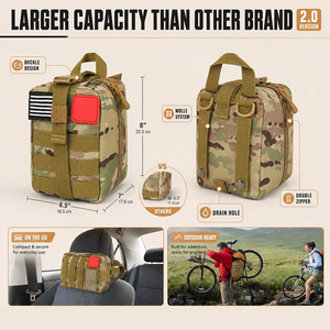 Kit de survie en tente d'urgence, trousse de premiers soins, sac compatible, kit d'urgence pour tremblement de terre, aventure en plein air, randonnée, chasse - Product Image 1