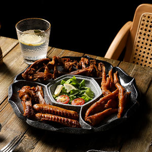 <span class=keywords><strong>Assiette</strong></span> ronde japonaise en céramique blanche, 5 compartiments, plateau de service pour snacks, fruits, amuse-gueule, fromage - Product Image 2