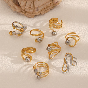 Geometric Irregular Line Stainless Steel <b>Ring</b> For Women Fashionable Hollow <b>Titanium</b> Steel Jewelry Daily Wear - Product Image 2