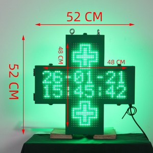 Letrero <span class=keywords><strong>LED</strong></span> Programable por Temperatura y Tiempo para Farmacias, Impermeable, 48CM, Color Verde, Cruz de <span class=keywords><strong>Farmacia</strong></span> para Exteriores - Product Image 3