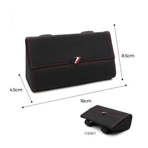 Car Sun Visor Glasses Storage Bag Genuine Leather Rectangle Beige Black Gray Car <b>Interior</b> <b>Accessory</b> - Product Image 3