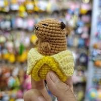 Porte-clés Capybara au crochet fait main, poupée animale en fil tricoté, breloque de sac, pendentif Capybara mignon de dessin animé