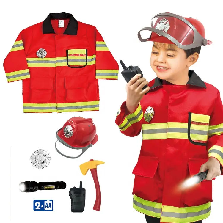 ชุดคอสเพลย์วันฮาโลวีนสำหรับเด็ก, ของเล่นเด็กชุดดับเพลิงชุดดับเพลิงซักได้เสื้อโค้ทคอสเพลย์สำหรับเด็ก