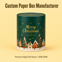 Maßgefertigte Runde Weihnachtsgeschenkboxen Zylinderförmige Kartonröhren mit Schiebedeckel Stabile Pappe Goldfolie Matte Verpackung für Neujahr