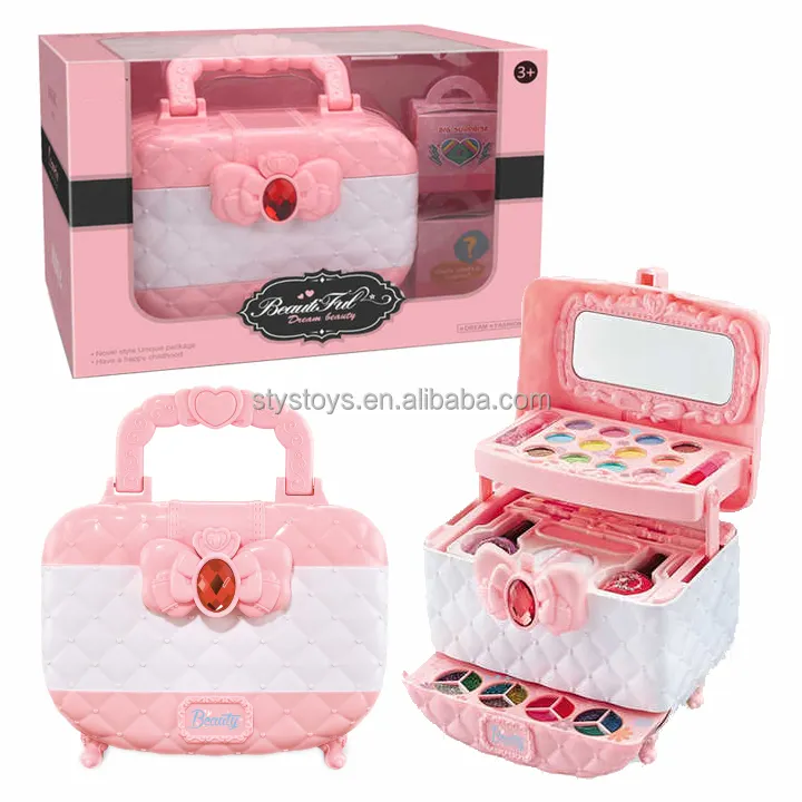 Valise de maquillage multifonctionnelle Beauty Fashion Pink Pretend Play Cosmetics Toys Gift