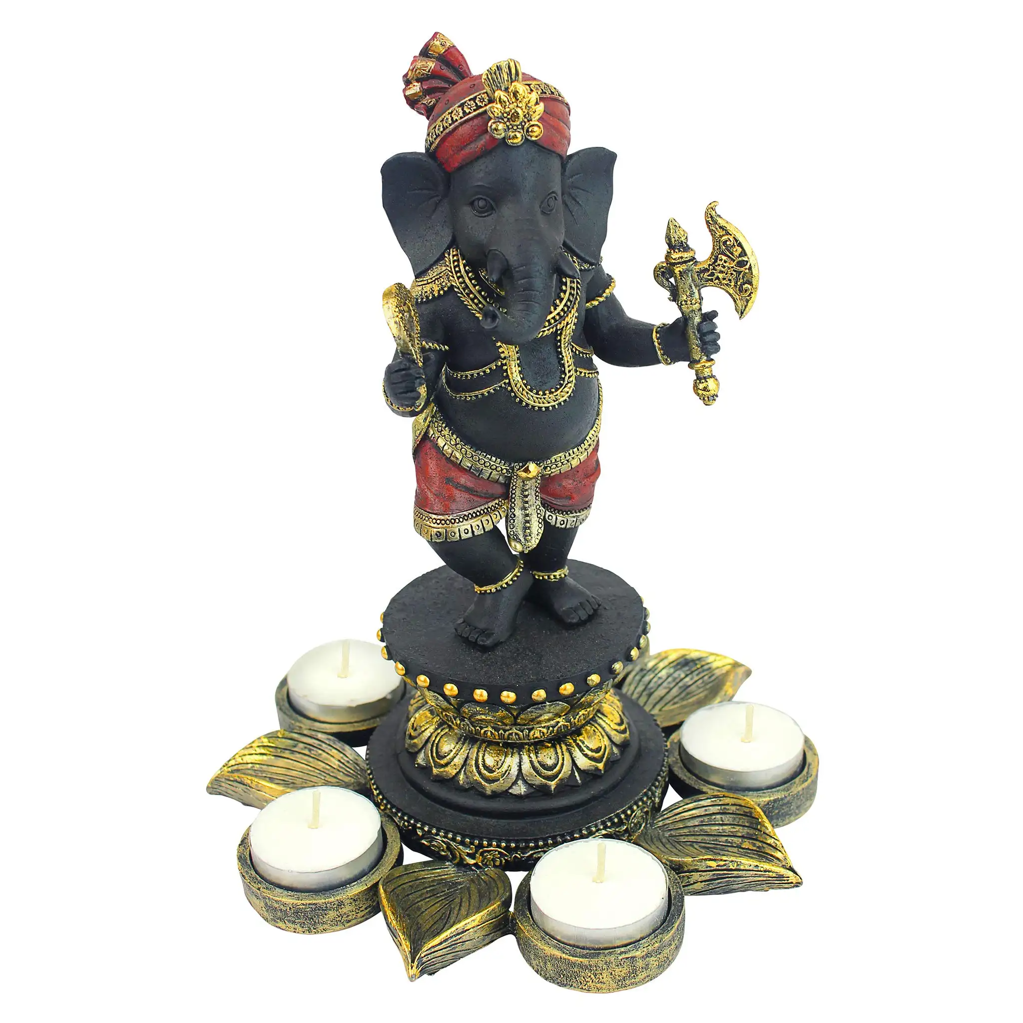 Figurine de dieu Hindu Lord Ganesha debout Bobblehead avec bougeoir