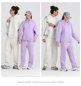 <span class=keywords><strong>Oem</strong></span> 남자의 하이 퀄리티 350gsm 까마귀 세트 사용자 정의 로고 퍼프 프린트 특대 느슨한 양털 풀오버 끈없는 미국 스타일 까마귀 - Product Image 3