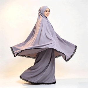 Ensemble Khimar Lavande Poussiéreuse pour Femme, Gris Lilas, Tenue Modeste, Vêtements Musulmans Islamiques, Longueur au Sol - Product Image 6