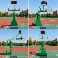 Panier de basket extérieur pliable robuste, support de panier de basket hydraulique portable pour terrain de sport et entraînement scolaire