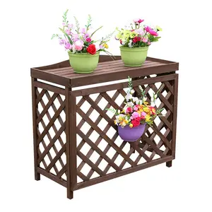 Tuin Decoratieve Radiator Cover Patio Balkon Bonsai Display Opbergrek Cover Airconditioner Hout