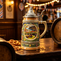 Chopes à bière modernes en céramique écologique avec couvercles pour le service du vin