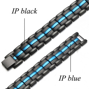 <span class=keywords><strong>Bracelet</strong></span> magnétique pour homme en acier inoxydable noir et bleu, bijoux biomagnétiques, meilleures ventes 2020, thérapeutique et énergétique - Product Image 5