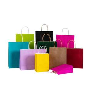 Sac en papier kraft recyclable 150GSM avec poignée en ruban Impression flexo 8 couleurs pour vêtements Chaussures Shopping Livraison de nourriture Emballage - Product Image 2