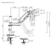 Support de moniteur à ressort mécanique monté sur poteau LDT94-C012PE 17"-40" 12kg, économique, pour écran d'ordinateur